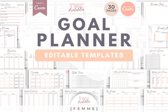 Goal Planner Canva Templates | FEMME: Your Strategic Blueprint