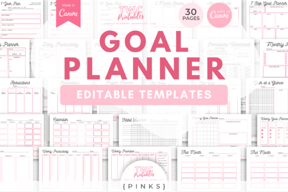 Goal Planner Canva Templates | PINKS: A Designer's Toolkit for Achievement
