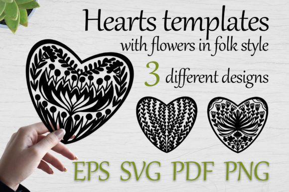Heart Templates with Flowers: SVG, EPS for Every Project